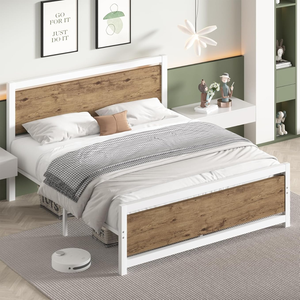 Full Size Bed Frame with Wood Headboard
