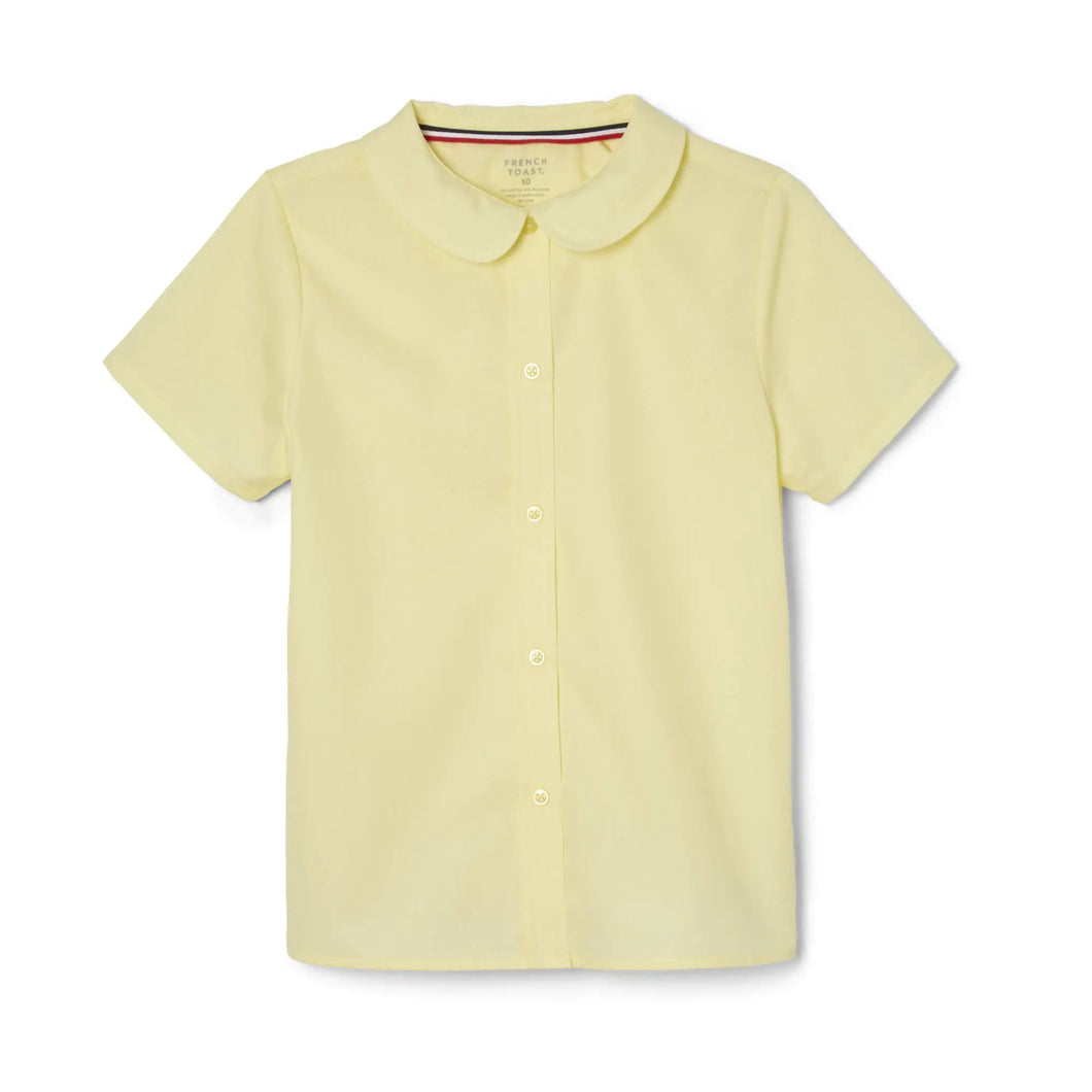 French Toast Girl’s Short Sleeve Peter Pan Collar Blouse (4T Yellow)