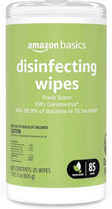 Amazon Basics Disinfecting Wipes, Fresh Scent 85 Count