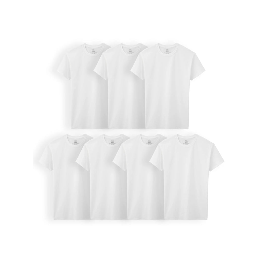 7 Pack Fruit of the Loom Boys' White Crew Undershirts (Large)
