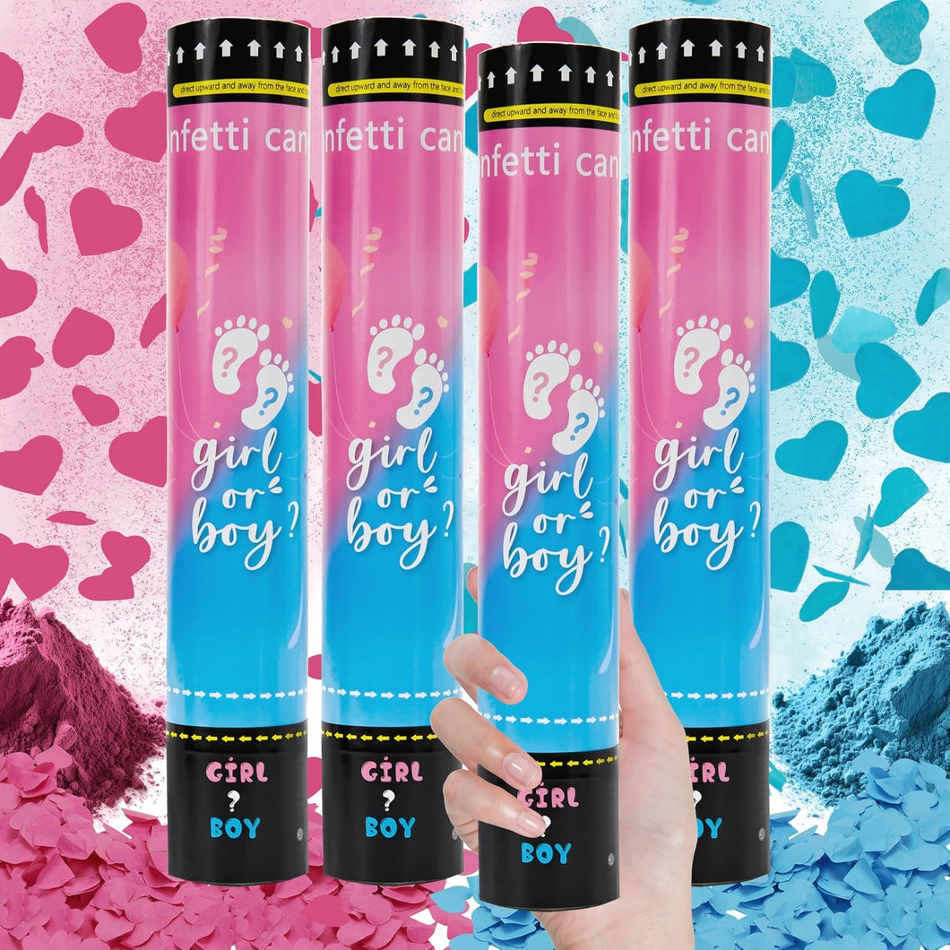 Gender Reveal Confetti Cannon 4 Pack