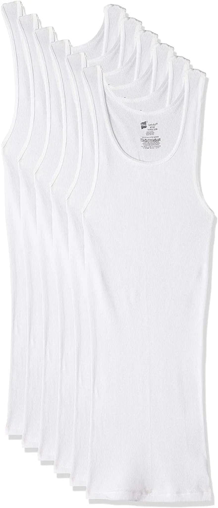 Hanes Men's 6-Pack Tag less Tanks, White (Medium)