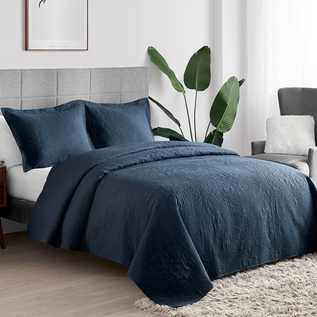 Hansleep Quilt Set (Navy Blue, Full/Queen)