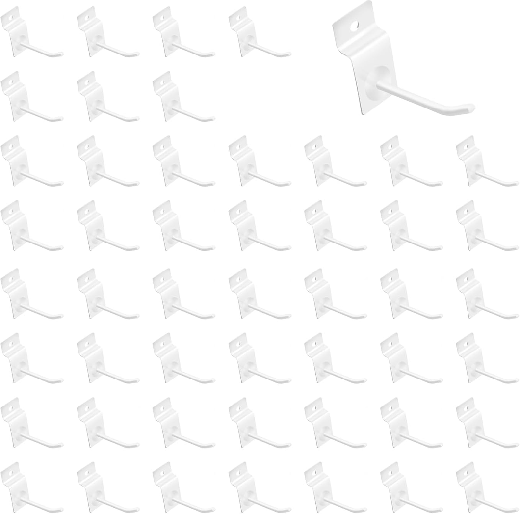 50Pcs 2 Inches White Slatwall Panel Hooks