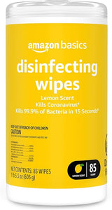 Amazon Basics Disinfecting Wipes, Lemon Scent 85 Count