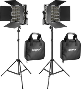 NEEWER 2 Pack Bi Color 660 LED Video Light and Stand Kit
