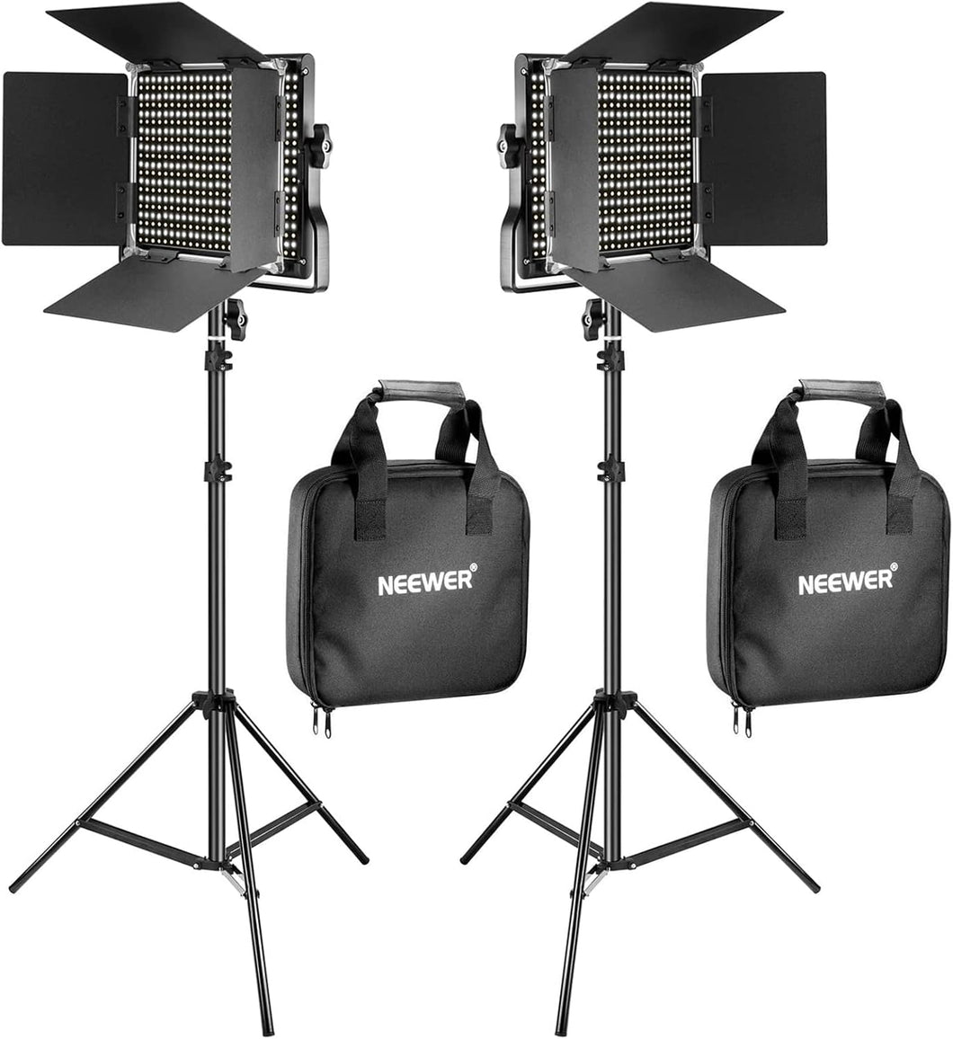 NEEWER 2 Pack Bi Color 660 LED Video Light and Stand Kit