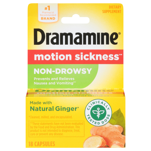 Dramamine Motion Sickness Non-Drowsy Capsules 18 Count