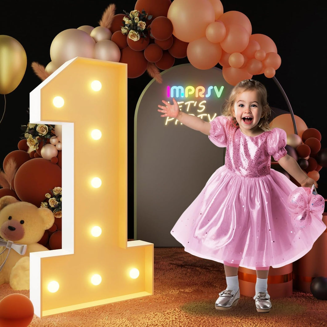 Marquee 3 Ft Light Up Number 1 Birthday Decoration