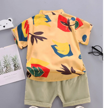 Load image into Gallery viewer, SHEIN Kids SUNSHNE Toddler Boys Abstract Print Button Front Shirt With Shorts

