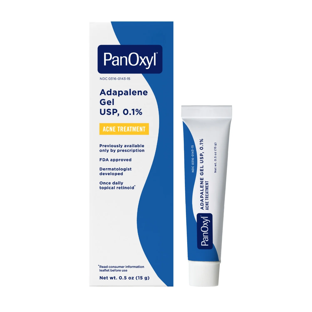 PanOxyl Adapalene 0.1% Leave-On Gel, Retinoid Gel Acne Treatment, 0.5 oz
