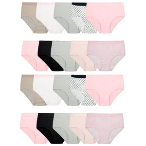 Fruit of the Loom Girls' Cotton Brief Underwear, 20 Pack, Sizes 4-14