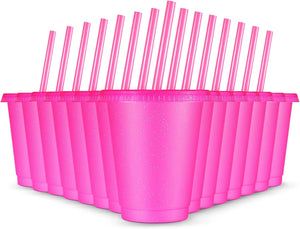 15 Pcs Reusable Kids Cups with Straws and Lids 16 oz