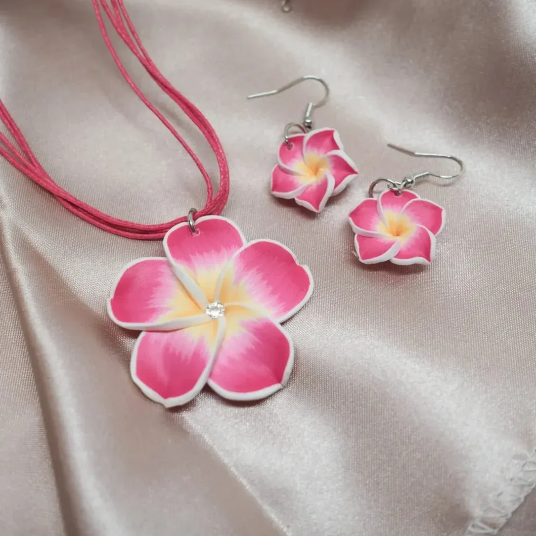 Pink Drop Earrings and Necklace