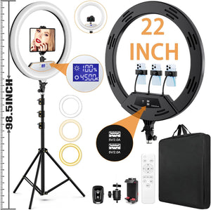 22" Ring Light with Tripod Stand and Carrying Bag