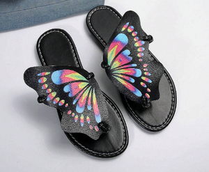 Ladies' Butterfly Print Flat Slippers