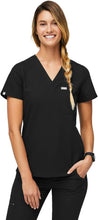 Load image into Gallery viewer, Women&#39;s Scrubs Top and Pants Set (Black) XS
