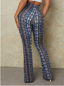 SHEIN SXY Floral & Paisley Print Knot Front Flare Leg Pants