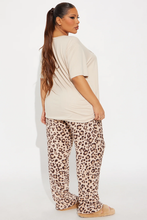 Load image into Gallery viewer, Snuggle Season Leopard Short Sleeve Plush PJ Pant Set 2X
