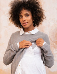 SERAPHINE Mock Shirt Cotton Mix Maternity & Nursing Sweater