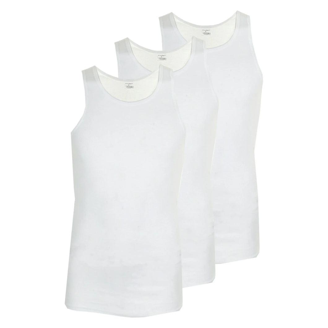Men's 3 Pack Cotton Sleeveless Ribbed A-Shirts White XL