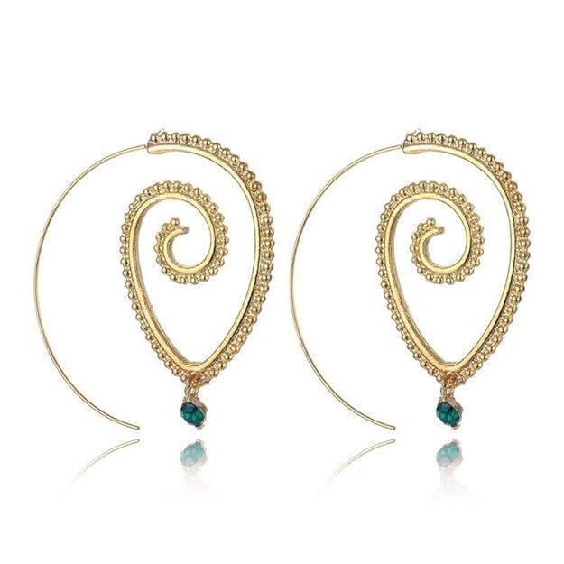 Gold Plated Spiral Waterdrop Earrings