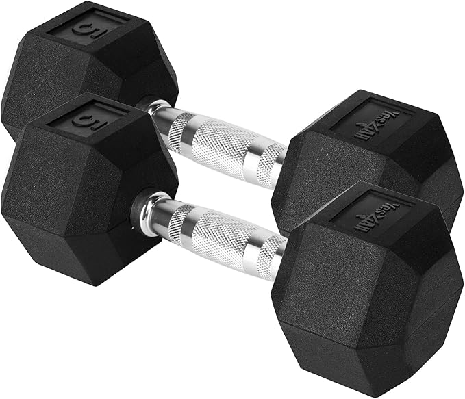 Pair Of Chrome Grip Encased Hex Dumbbells 5LBS