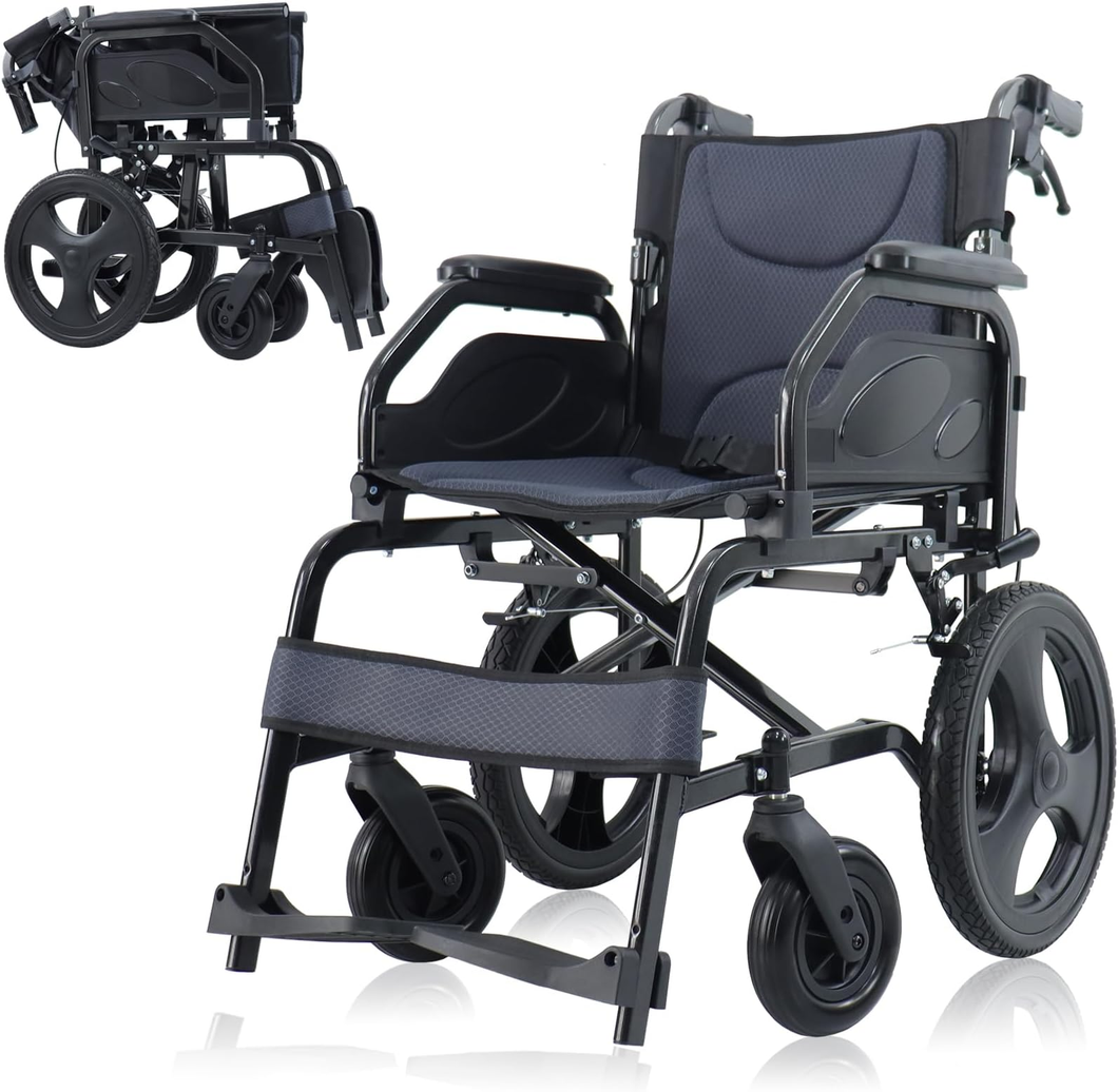 Lightweight Medical Folding Wheelchair Black.