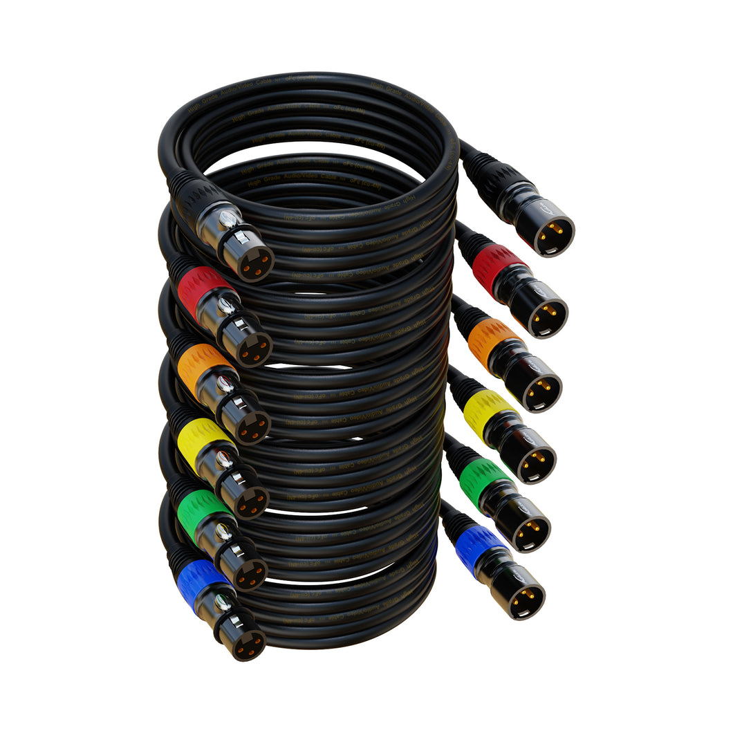 6 Pack XLR Cables 6FT