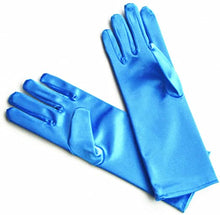 Load image into Gallery viewer, DreamHigh Kids Stretch Satin Blue Gloves
