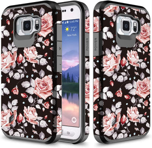 TownShop Hard Impact Dual Layer Shockproof Bumper Case for Samsung Galaxy S6 Active G890 - Pink Rose
