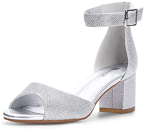 Sexy Glitter Low Chunky Block Heel Pump