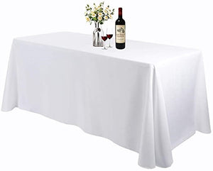 Waysle 90x132-Inch Oblong Tablecloth, 100% Polyester Washable Table Cloth 6Ft. Rectangle Table, White