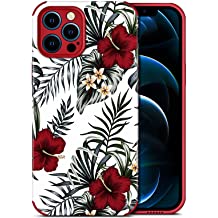 Uneedity Soft Case for iPhone 12 Pro Max with Red Flowers Design