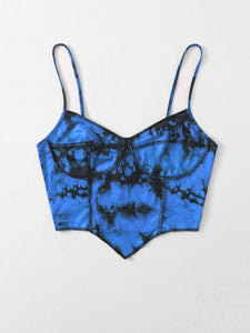 SHEIN Asymmetrical Hem Seam Front Tie Dye Cami Top- Size: XS