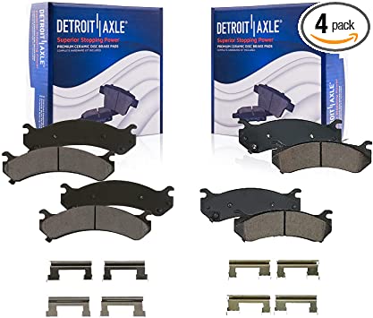 Detroit Axle- FRONT & REAR Brake Pads w/Hardware Replacement for Ford F-150 2004-2008 - 4pc Set