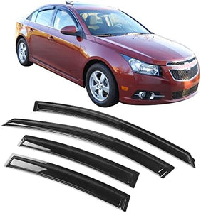 Sizver Smoked Out-Channel Window Louver Rain Visors for 2011-2015 Chevrolet Cruze