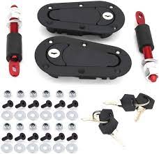 TIOIT COEME Flush Mount Hood Latch & Pin Kit, Black, Universal Racing Car Hood Lock Kit