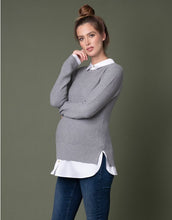 Load image into Gallery viewer, SERAPHINE Mock Shirt Cotton Mix Maternity &amp; Nursing Sweater
