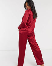 Load image into Gallery viewer, Ralph Lauren Satin Notch-Collar-Pajama Set Color: Red Size: Large
